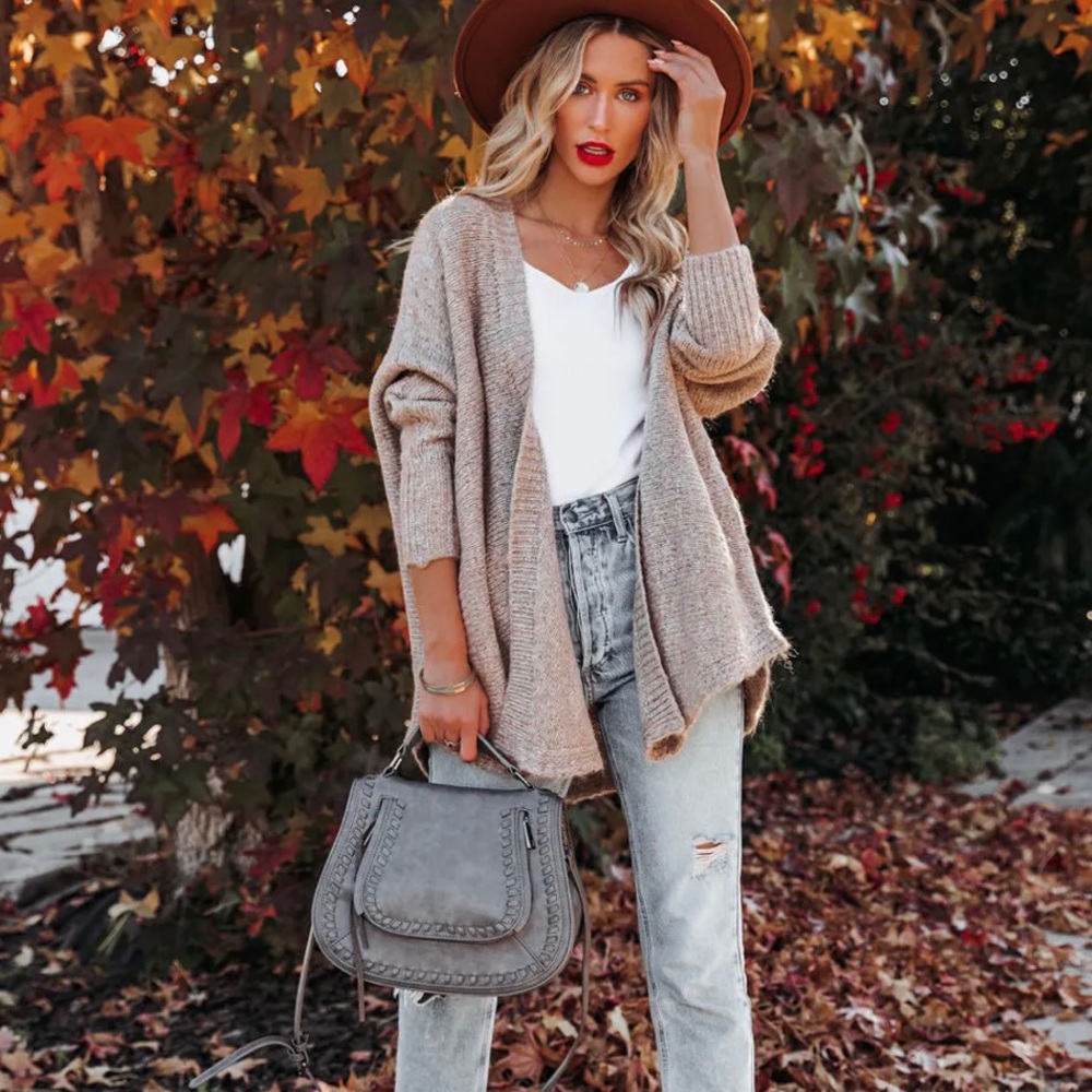 Vici taupe pocketed cardigan